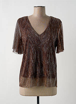 Top coupe fluide manches courtes marron VERO MODA femme