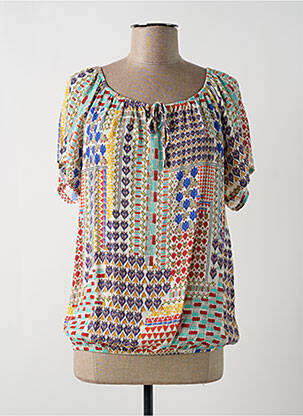 Blouse imprimé fantaisie manches courtes beige TELMAIL femme