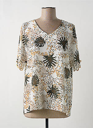 Blouse tissage popeline manches courtes beige DIANE LAURY femme