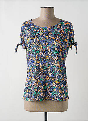 Top tissage jersey manches courtes bleu ÉTYMOLOGIE femme