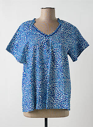 Blouse tissage popeline manches courtes bleu ÉTYMOLOGIE femme