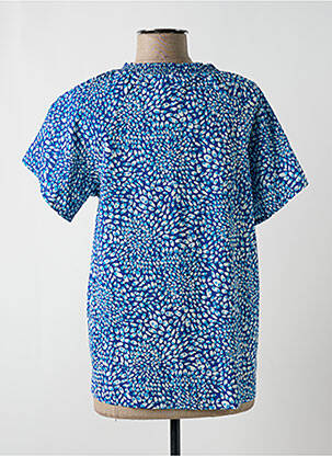 Blouse tissage popeline manches courtes bleu ÉTYMOLOGIE femme