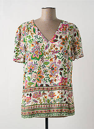 Blouse imprimé fleurs manches courtes beige JULIE GUERLANDE femme