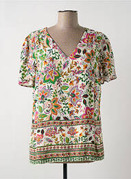 Blouse imprimé fleurs manches courtes beige JULIE GUERLANDE femme