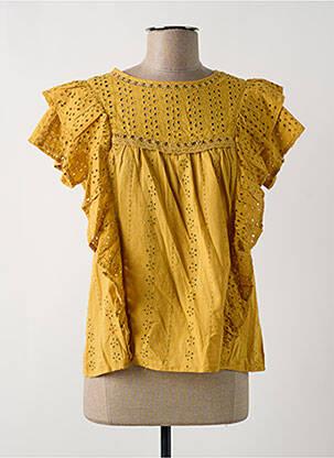 Blouse tissage popeline manches courtes jaune C'EST BEAU LA VIE femme