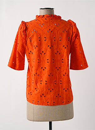 Blouse tissage popeline manches courtes orange VERO MODA femme