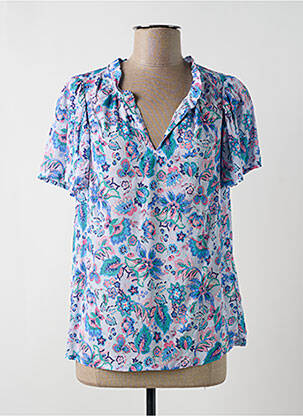 Blouse tissage popeline manches courtes bleu C'EST BEAU LA VIE femme