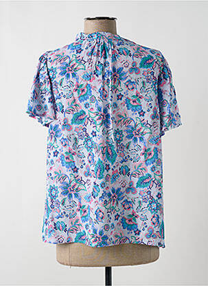Blouse tissage popeline manches courtes bleu C'EST BEAU LA VIE femme