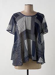 Blouse légère et transparente manches courtes bleu AKELA KEY femme