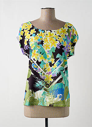 Top tissage crêpe manches courtes vert MALOKA femme
