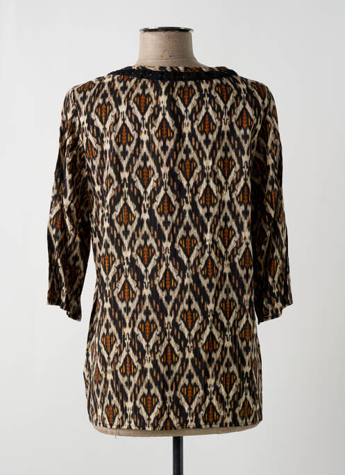 Blouse imprimé fantaisie manches 3/4 marron GEISHA femme