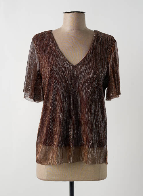 Top coupe fluide manches courtes marron VERO MODA femme