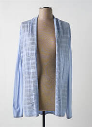 Gilet manches longues col châle bleu SEASON femme