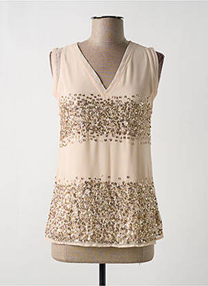 Top coupe cintrée sans manche rose AKELA KEY femme