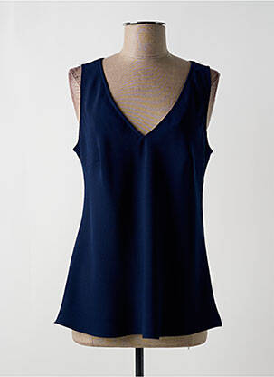 Top coupe cintrée sans manche bleu EDAS femme