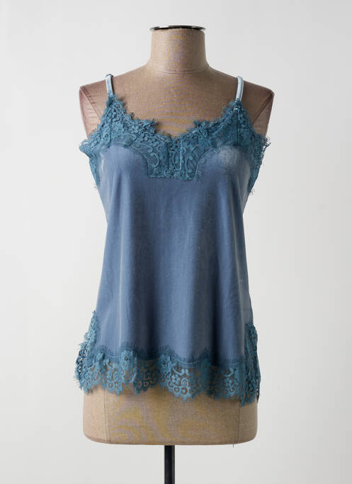 Top col carré fines bretelles bleu SCHOOL RAG femme