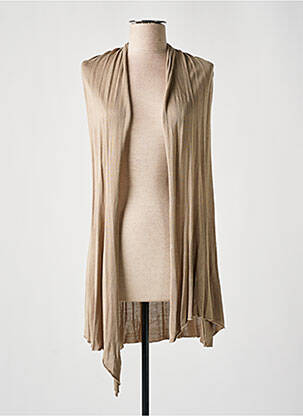 Gilet sans manche maille fine beige PAPILLONNE femme