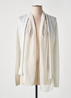 Gilet manches longues col châle blanc AKELA KEY femme