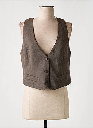 Gilet sans manche imprimé rayures marron LPB femme