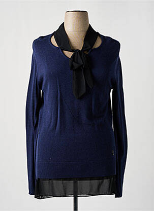 Pull tissage chiné manches longues bleu AKELA KEY femme