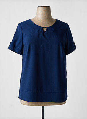 Blouse col rond manches courtes bleu PAUSE CAFE femme