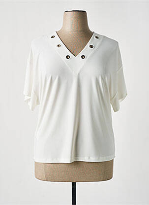 T-shirt col v manches courtes beige PAZ TORRAS femme