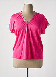 T-shirt col v manches courtes rose MALOKA femme