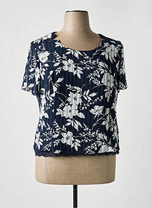 Blouse imprimé fleurs manches courtes bleu WEINBERG femme