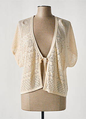 Gilet manches courtes col v beige LE PETIT BAIGNEUR femme