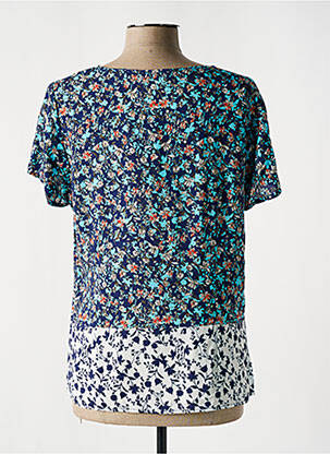 Top col carré manches courtes bleu WEINBERG femme