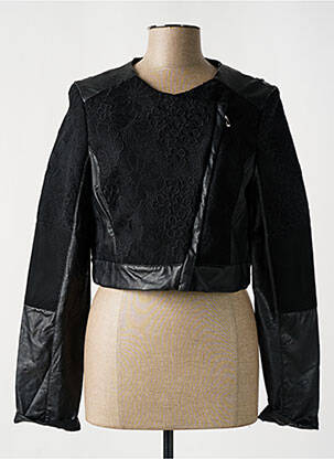 Veste simili cuir coupe cintrée noir RINASCIMENTO femme