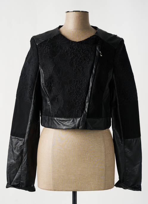 Veste simili cuir coupe cintrée noir RINASCIMENTO femme
