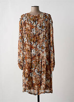 Robe mi-longue coupe fluide manches longues marron CREAM femme