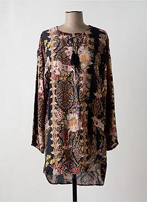 Robe mi-longue coupe fluide manches longues noir CREAM femme