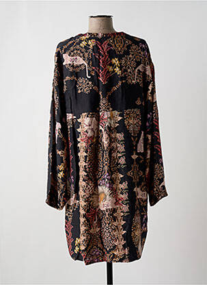 Robe mi-longue imprimé fleurs manches longues noir CREAM femme