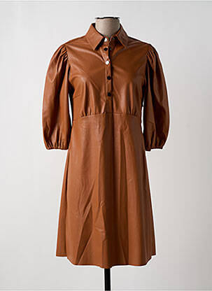 Robe mi-longue manches 3/4 manches 3/4 marron ESQUALO femme