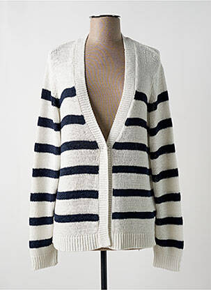 Gilet manches longues resserrée sur le bas blanc CECIL femme