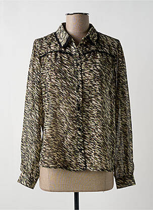 Chemisier tissage crêpe manches longues vert GEISHA femme