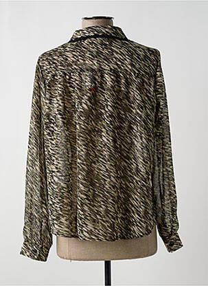 Chemisier tissage crêpe manches longues vert GEISHA femme