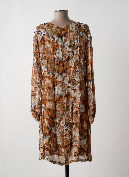 Robe mi-longue coupe fluide manches longues marron CREAM femme