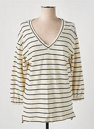 Pull col v manches longues beige CREAM femme