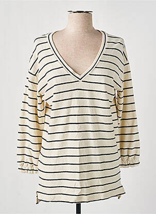Pull col v manches longues beige CREAM femme