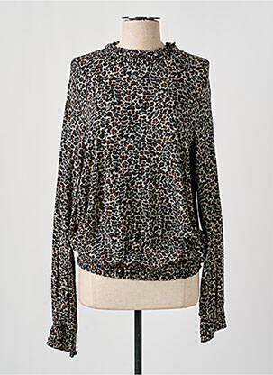 Top tissage jersey manches longues marron GEISHA femme