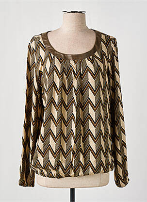 Blouse col rond manches longues marron GEISHA femme