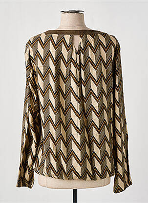 Blouse tissage popeline manches longues marron GEISHA femme