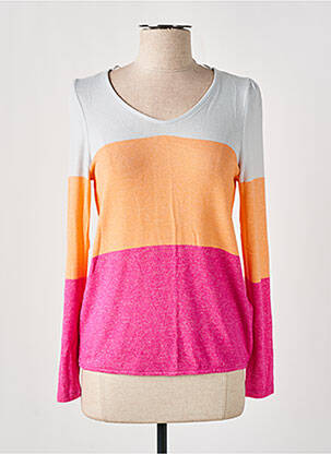 Pull col v manches longues rose STREET ONE femme