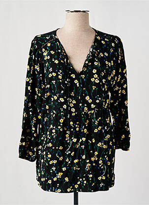 Blouse tissage popeline manches 3/4 noir STREET ONE femme