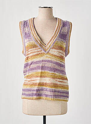 Pull col v sans manche violet CREAM femme