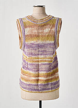 Pull col v sans manche violet CREAM femme