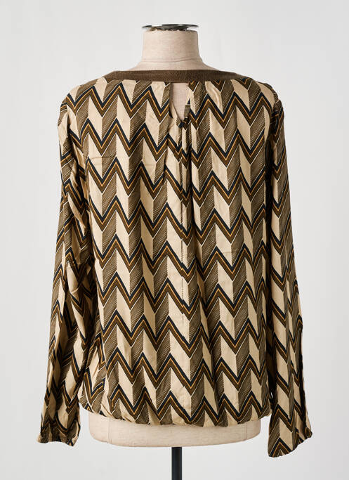 Blouse col rond manches longues marron GEISHA femme